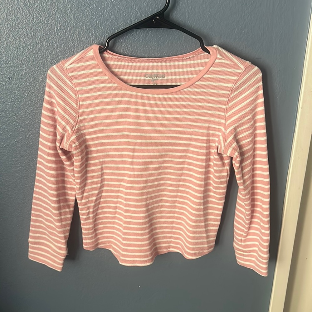 Pink and white striped, Long sleeve, Kids